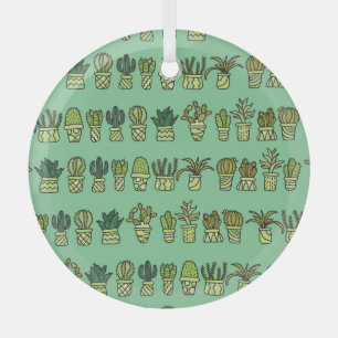 Cactus Collection: Hand-Drawn Doodle Set. Glass Tree Decoration