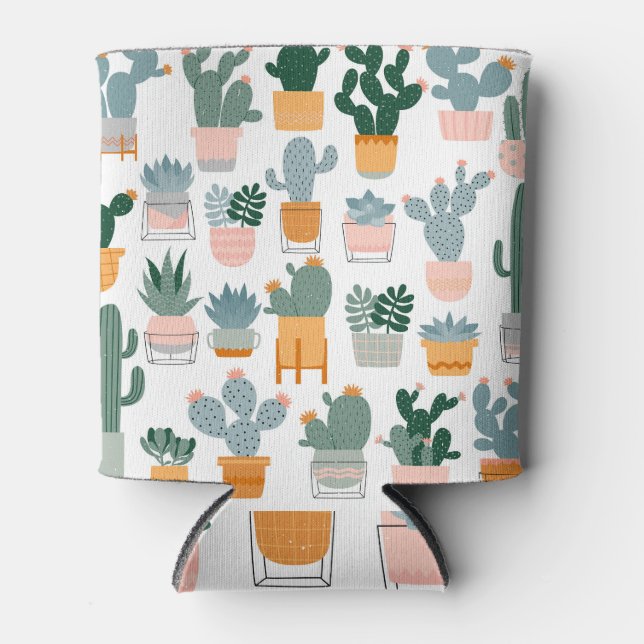 Cactus Collection in Pots Design Can Cooler (Front)
