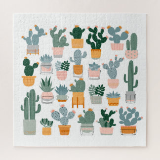 Cactus Collection in Pots Design Jigsaw Puzzle