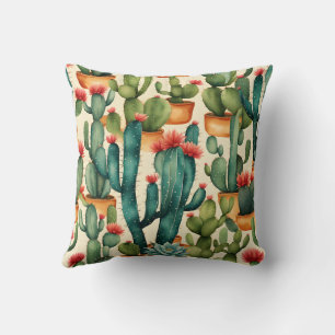 Cactus Colorful Watercolor art  Cushion