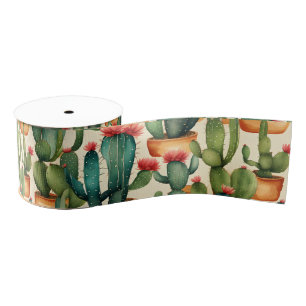 Cactus Colorful Watercolor art  Grosgrain Ribbon