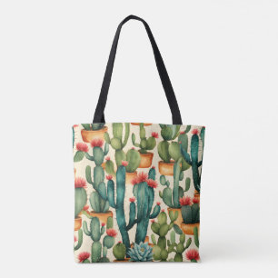 Cactus Colourful Watercolor art Tote Bag