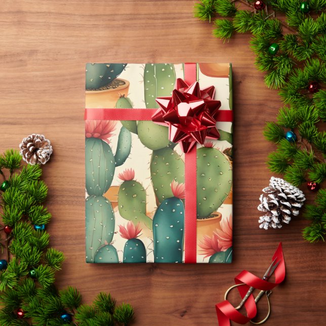 Cactus Colourful Watercolor art  Wrapping Paper (Holiday Gift)