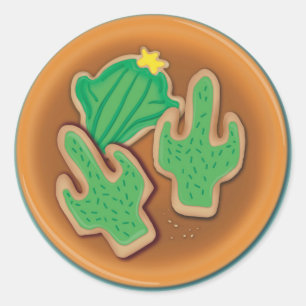 Cactus cookies classic round sticker