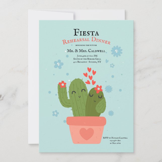 Cactus Couple Rehearsal Dinner Invitation (Front)