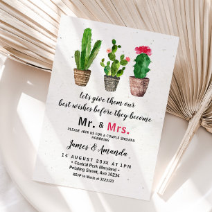 Cactus Couple Shower Mr and Mrs Cactus Floral Invitation