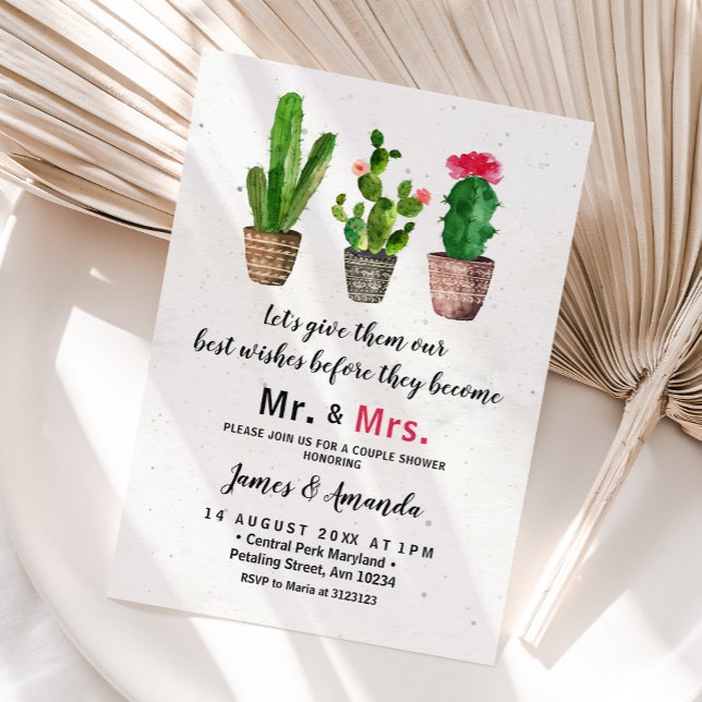 Cactus Couple Shower Mr and Mrs Cactus Floral Invitation (Creator Uploaded)