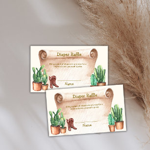 Cactus Cowboy Boots Diaper Raffle Baby Shower Enclosure Card
