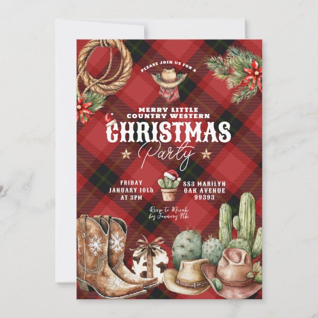 Cactus Cowboy Christmas Invite (Front)