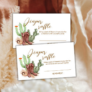 Cactus Cowboy Shoes Diaper Raffle Baby Shower  Enclosure Card