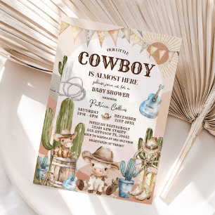Cactus Cowboy Wild West Baby Shower Invitation