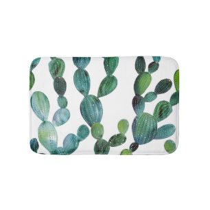 Cactus Craze: Tropical Watercolor Trend Bath Mat