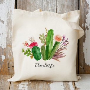 Cactus,Custom Name,Personalised Tote Bag