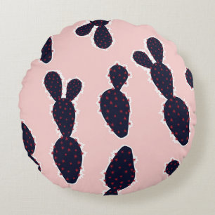 Cactus Cuteness: Sweet Pastel Patterns Round Cushion