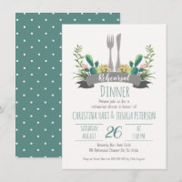 Cactus Cutlery Rehearsal Dinner Invitation