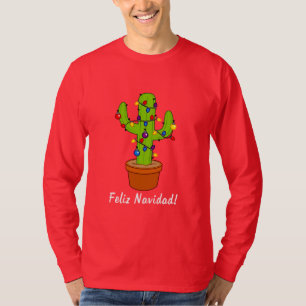 Cactus Decorated for the Holidays Feliz Navidad T-Shirt