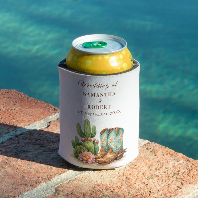 Cactus Desert Arizona Cacti Cowboy Wedding  Can Cooler (In Situ Pool)