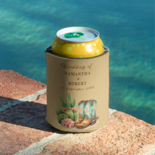 Cactus Desert Arizona Cacti Cowboy Wedding  Can Cooler