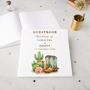 Cactus Desert Arizona Cacti Cowboy Wedding  Guest Book
