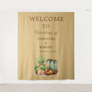 Cactus Desert Arizona Cacti Cowboy Wedding Tapestry
