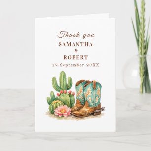 Cactus Desert Arizona Cacti Cowboy Wedding Thank You Card