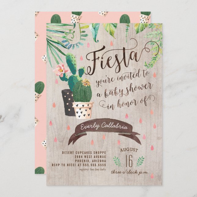 Cactus Desert Baby Shower Invitation (Front/Back)