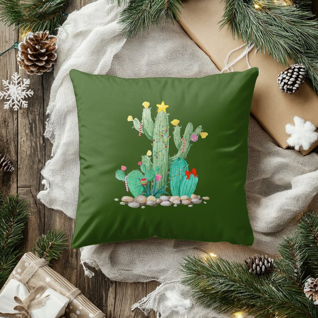 Cactus Desert Holiday Christmas Southwest Decor Th Cushion (Creator Uploaded)