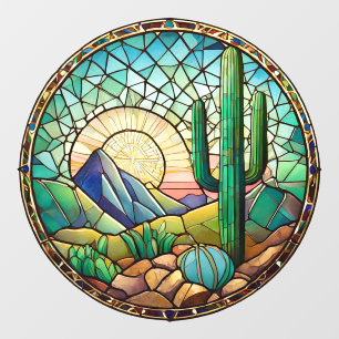 Cactus Desert Sunrise Stained Glass 