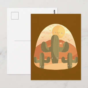Cactus Desert With Sun Postcard