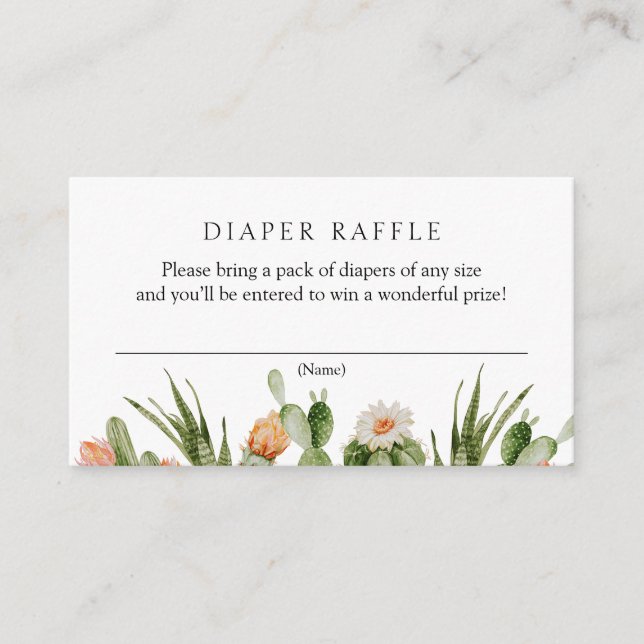 Cactus Diaper Raffle Baby Shower  Enclosure Card (Front)