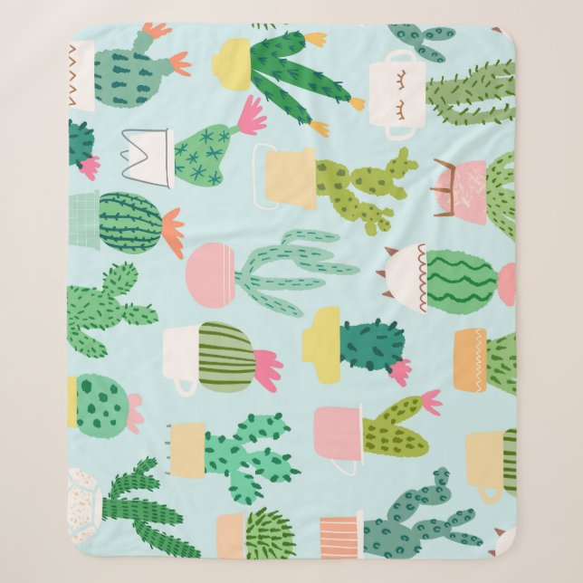 Cactus diversity, vintage seamless background. sherpa blanket (Front)