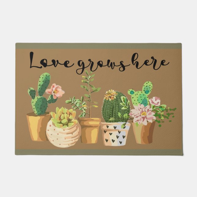 Cactus Doormat,Succulent Lover Mat,Funny Succulent Doormat (Front)