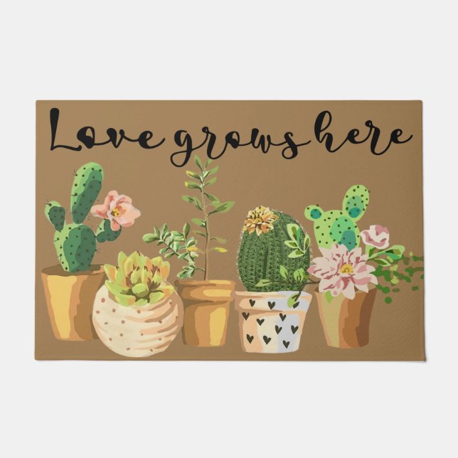 Cactus Doormat, Succulent Lover Mat, Succulent Rug (Front)