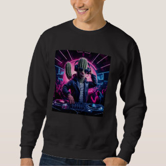 Cactus Dressed As Dj In Vibrant Club Scene For Par Sweatshirt
