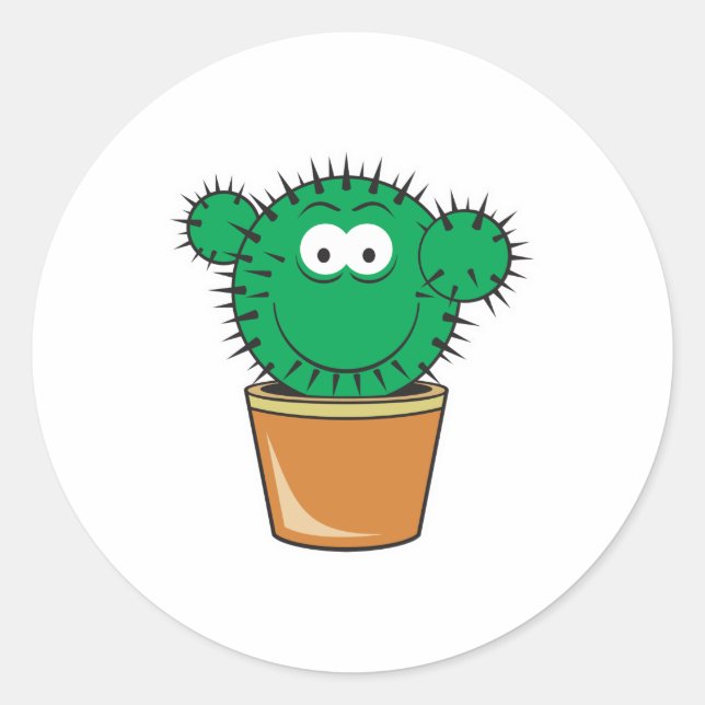 Cactus Face Classic Round Sticker (Front)