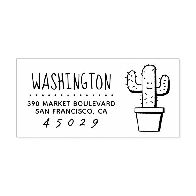 Cactus | Family Name Return Address Rubber Stamp (Imprint)
