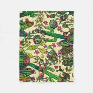 Cactus Family Pattern Fleece Blanket