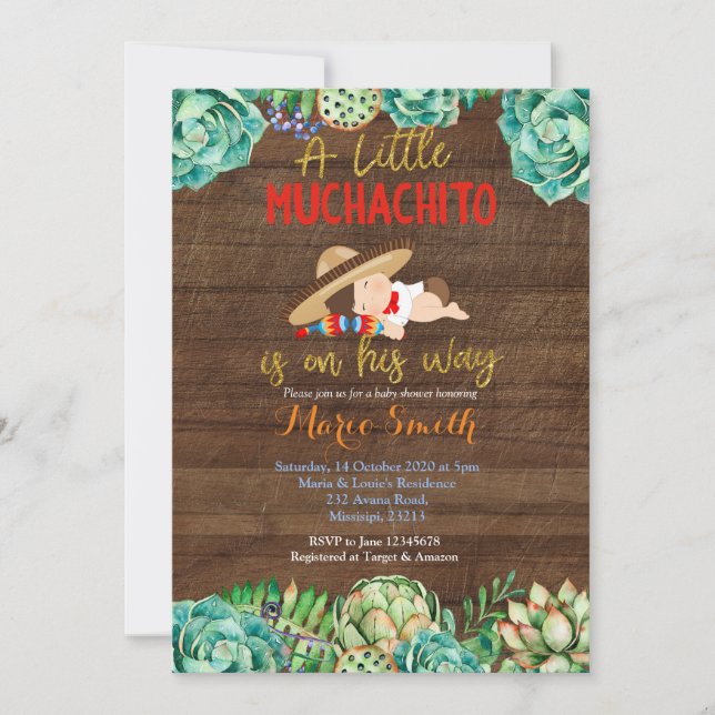 Cactus Fiesta  Baby Muchacho Baby Shower Invitation (Front)