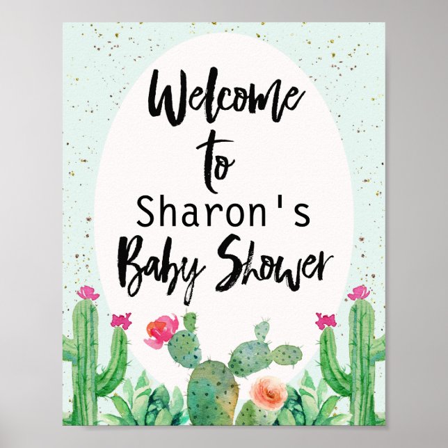 Cactus Fiesta Baby Shower Welcome Poster (Front)