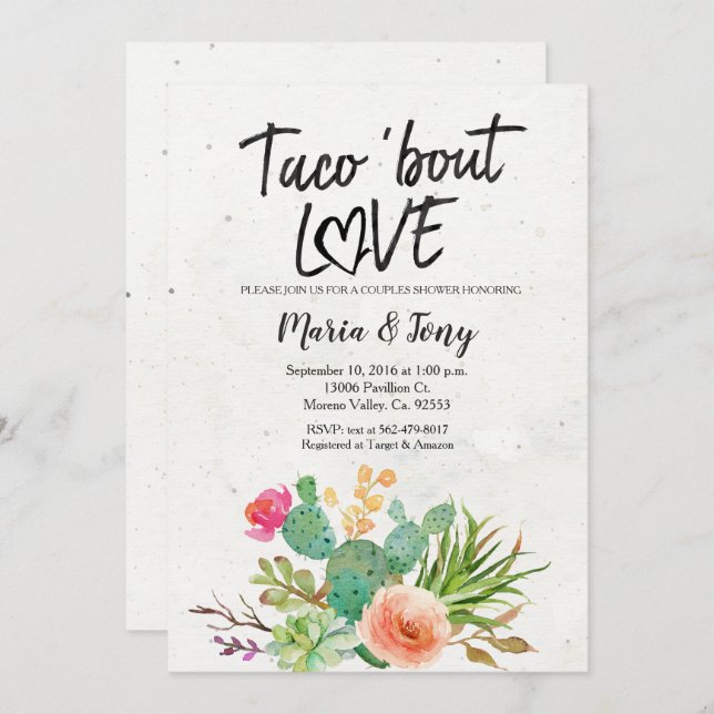 Cactus Fiesta Couples Shower Invitation (Front/Back)