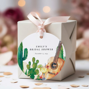 Cactus Fiesta Floral Bridal Shower Favour Tags