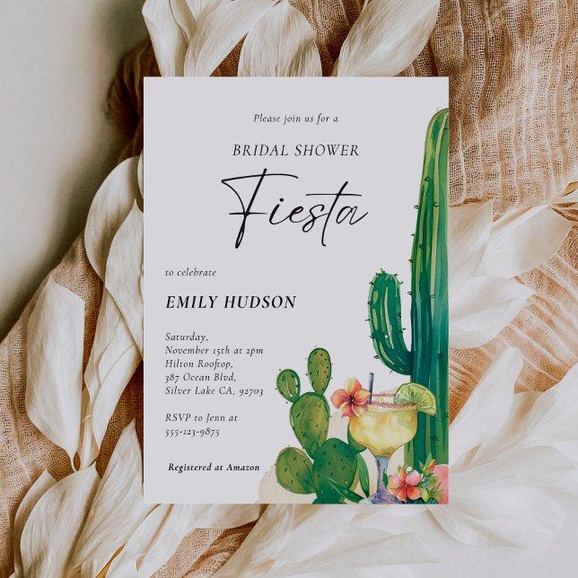 Cactus Fiesta Floral Bridal Shower Invitation (Creator Uploaded)