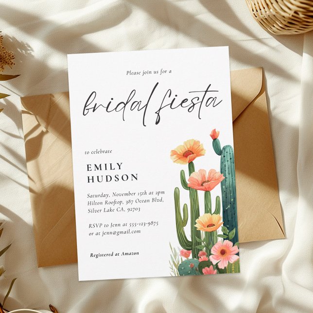 Cactus Fiesta Floral Bridal Shower Invitation (Creator Uploaded)