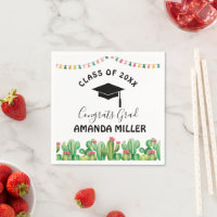 Cactus fiesta Graduation Party paper napkins