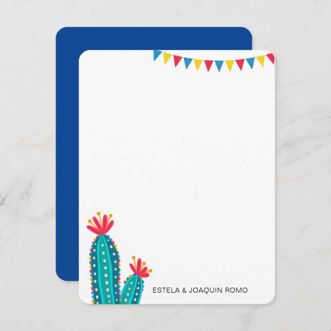 Cactus Fiesta Personalised Note Cards (Front/Back)