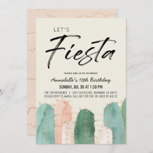 Cactus Fiesta Pink Girl Birthday Invitation