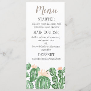 Cactus fiesta succulent wedding menu
