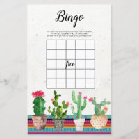 Cactus Fiesta Watercolor Bingo Game