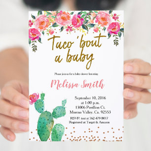 Cactus floral Baby Shower Taco Bout Baby Invitation