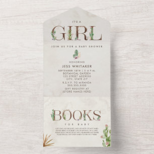 Cactus Floral Book Request Baby Shower All In One  All In One Invitation